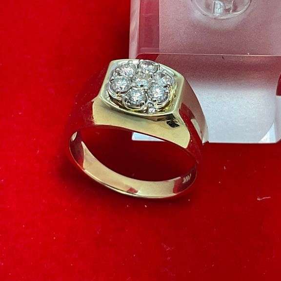 MEN'S CERTIFIED 14K GOLD AND DIAMOND RING