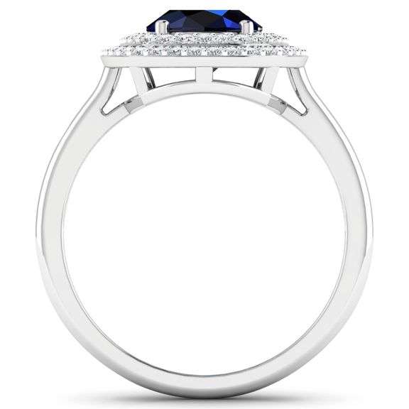 14KT White Gold 2.10ct Blue Sapphire and Diamond Ring