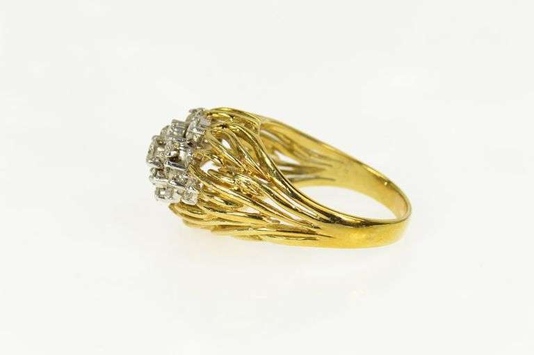 18K Yellow Gold 1.44 Ctw Diamond Artisanal Vine Cluster Men's Ring