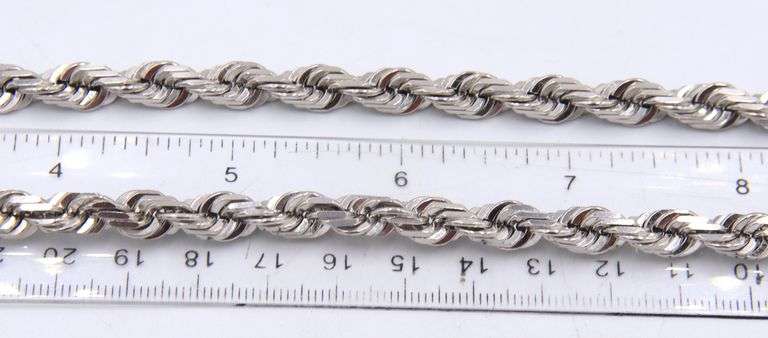 Heavy 14kt white gold rope chain necklace