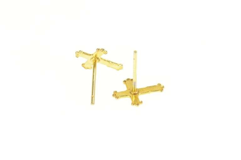Gold Filled Cross Christian Faith Communion Stud Earrings