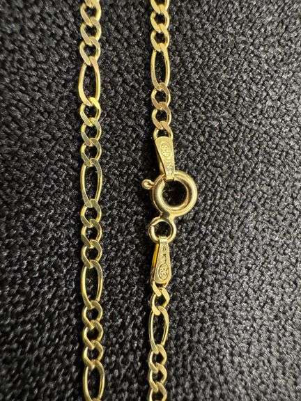 14k Yellow Gold Solid Figaro Link Chain 2.6mm Necklace 24"