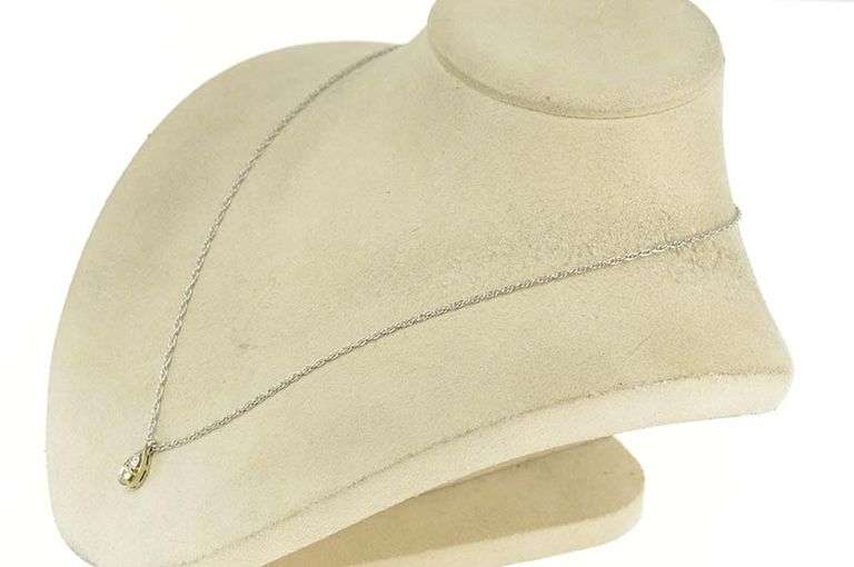 14K White Gold 1940's 0.42 Ctw Pear Tear Drop Rolling Chain Necklace