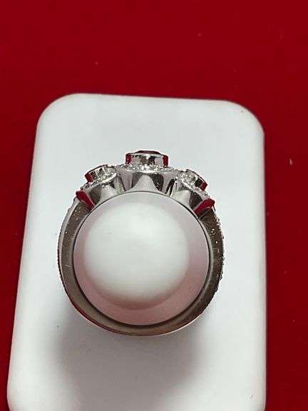 CERTIFIED 14K WHITE GOLD DIAMOND AND CITRINE RING