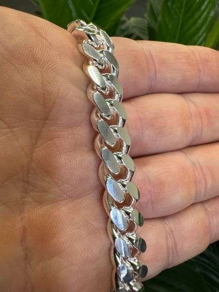 Sterling Silver Solid Miami Cuban Link Chain 10.3mm 925 Italy Heavy Curb Necklace 24" Inch
