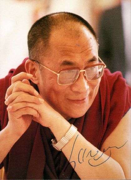 Dalai Lama Signed Custom Framed Photo Display