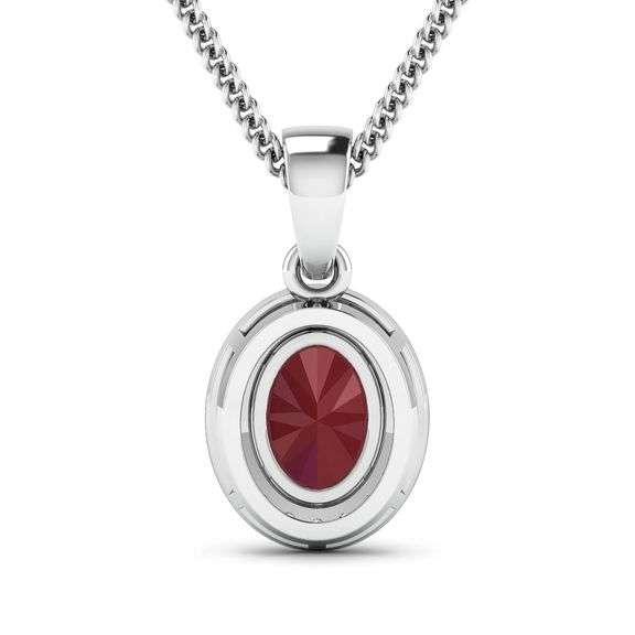 14KT White Gold 1.50ct Ruby and Diamond Pendant with Chain