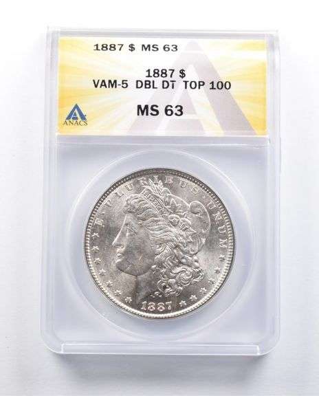 MS63 1887 Morgan Silver Dollar VAM-5 DBL DT Top 100 ANACS