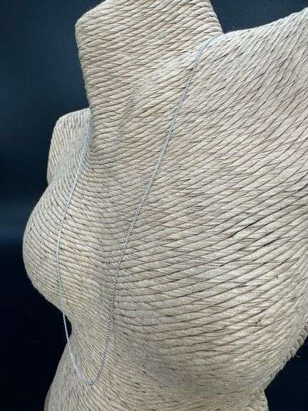 14k White Gold Solid Cable Chain Round Rolo Link 0.9mm Necklace 24"