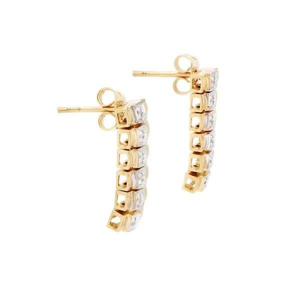 18 Kt Tri-Layered Gold Plate Natural Diamond Earrings