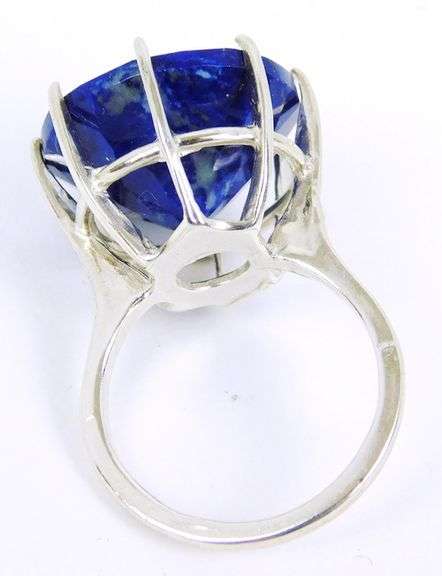 Stellar Sterling Ring with Huge Lapis Lazuli, 7.5