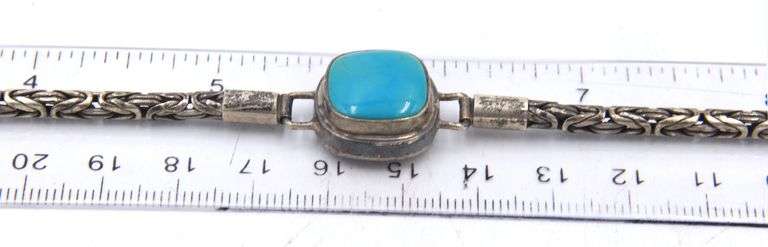 Vintage 925 sterling silver turquoise bracelet