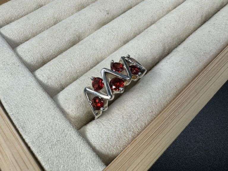 Sterling Silver Gemstone Natural Garnet Ring Size 10