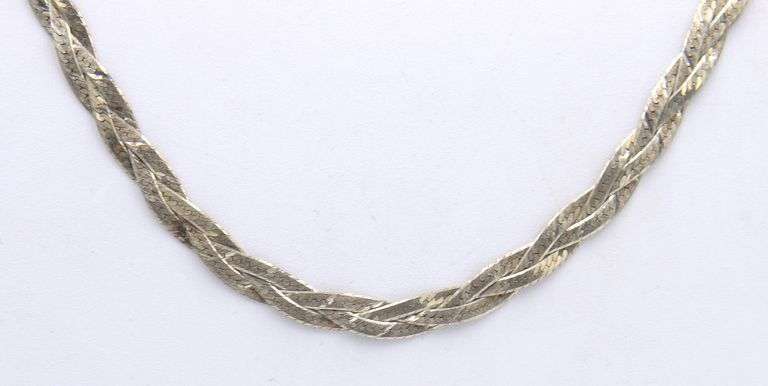 Italian vintage 925 sterling silver braided necklace