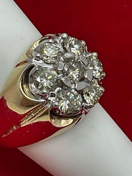 MEN'S CERTIFIED 14K GOLD AND DIAMOND RING 2.50 CARATS