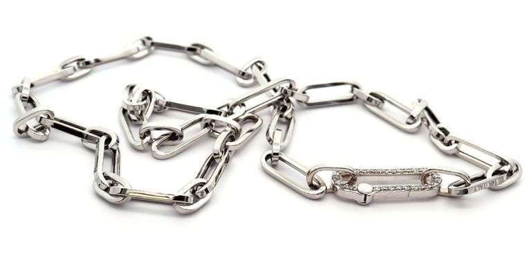 0.10ctw Diamond Paperclip Chain Link Necklace in 14K