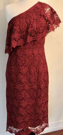 Stylish One Side Shoulder Burgundy Dress