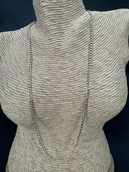 10k Yellow Gold-Hollow Pave Curb Link Chain 3.2mm Necklace 18"