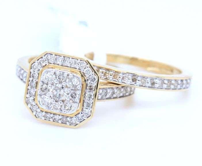 10K Yellow Gold Diamond Wedding Set – Approx. 1.00 cttw