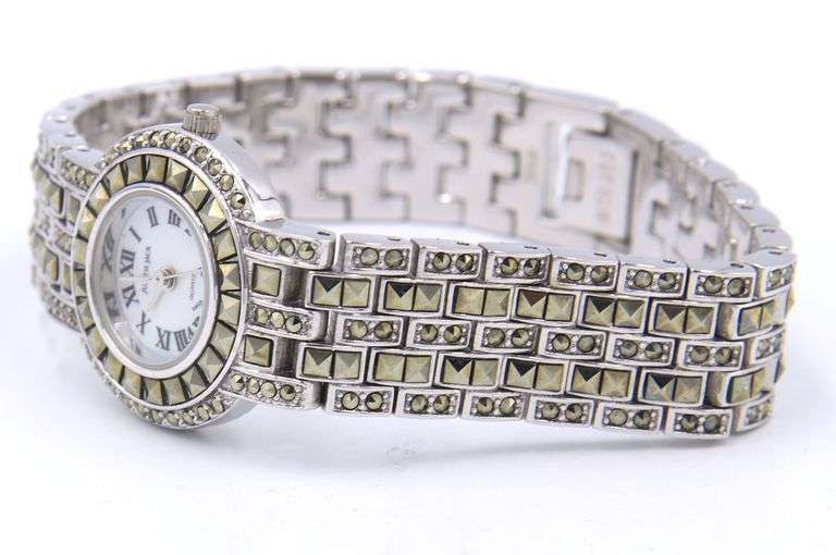 Judith Jack crystal quartz sterling silver watch