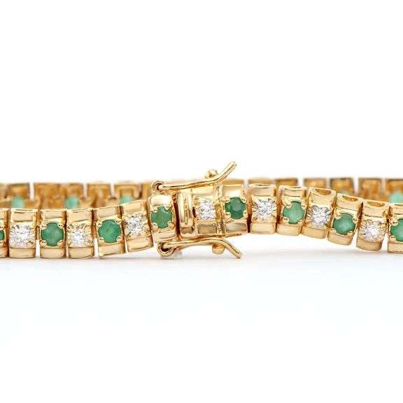 18 Kt Gold Plated Emerald and Natural Diamond Bracelet