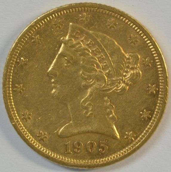 Key date 1905-S US $5 Liberty Gold Piece. Fully struck and lustrous