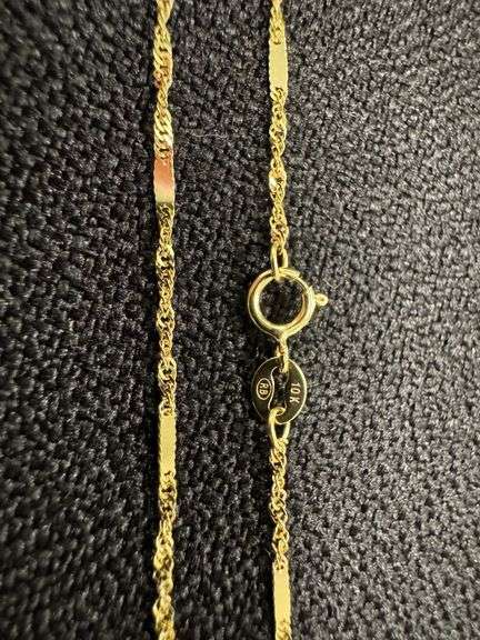 10k Yellow Gold Solid Singapore Bar Chain Rope Twisted Curb Link 1.1mm Necklace 20"