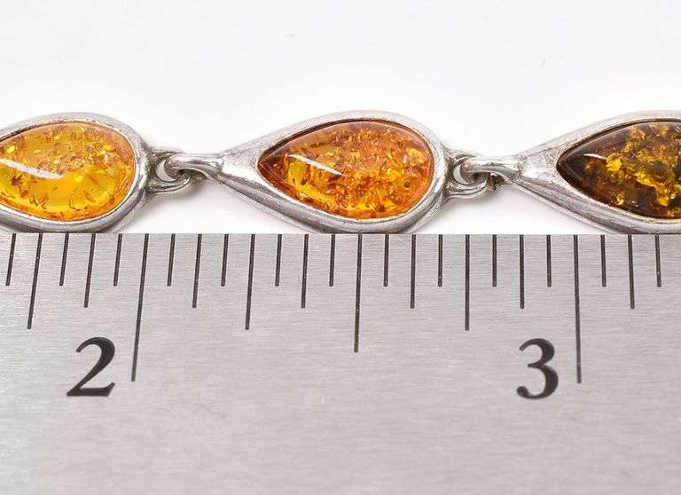 Sterling Silver Lab Created Amber Bracelet