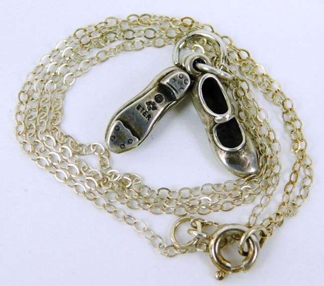 Vintage Sterling Tap Shoes Pendant & Chain