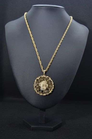 Bicentennial 14 Kt Gold Plated Replica Half Dollar Pendant
