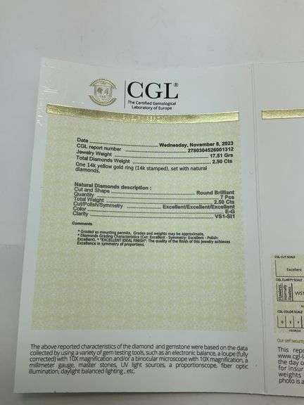 MEN' S CERIFIED BRAND NEW 14K GOLD AND DIAMOND RING. 2.50 CARATS