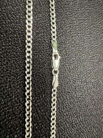 10k White Gold Solid Curb Link Chain 2.5mm Necklace 22"