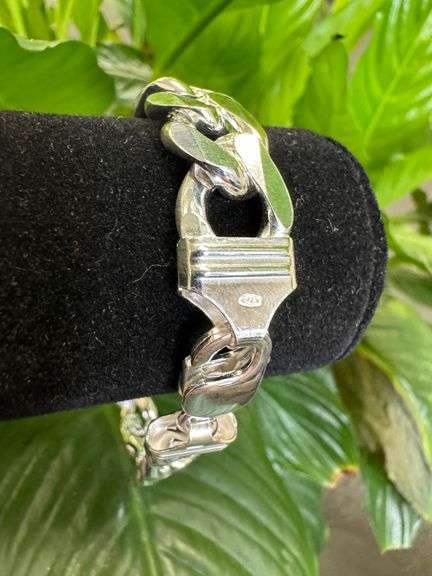 Men's 13.5mm .925 Sterling Silver Heavy Pave Figaro Chain Cuban Link Italy Bracelet 9"
