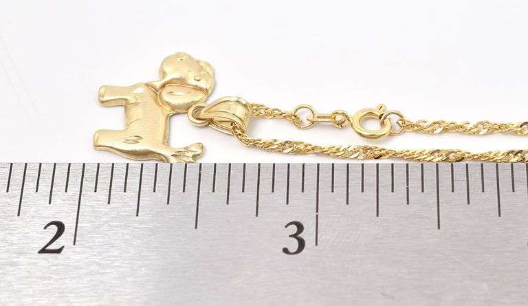 Radiant 14K Yellow Gold Dog Pendant Necklace