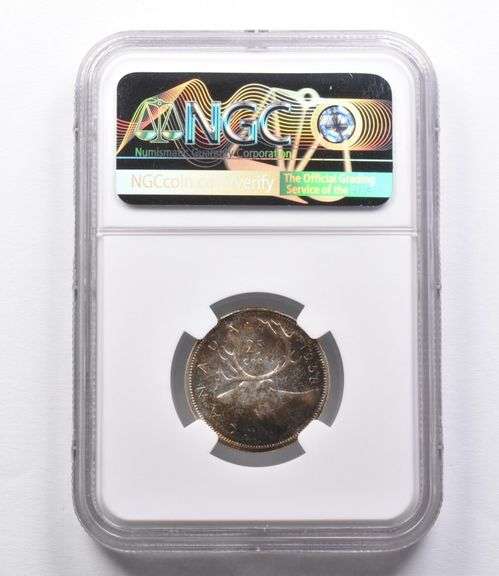 MS66 1958 Canada 25 Cent NGC Beautifully Toned