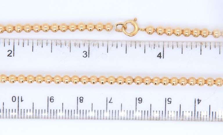 14kt Yellow gold bead chain necklace