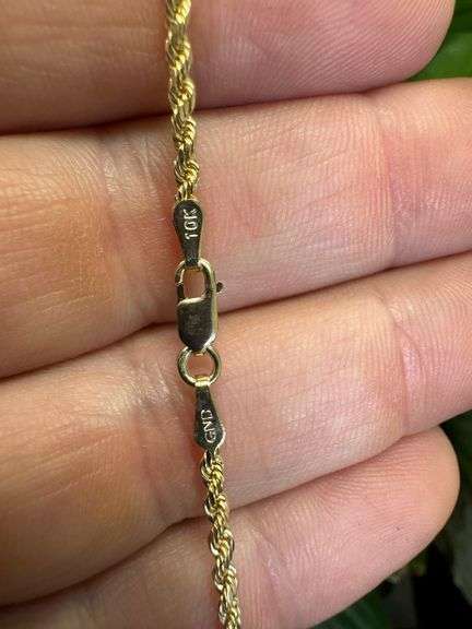 10k Yellow Gold-Hollow Diamond-Cut Rope Chain 2mm Necklace 22"