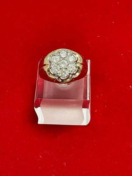 MEN'S CERTIFIED 14K GOLD AND DIAMOND RING 1.50 CARATS