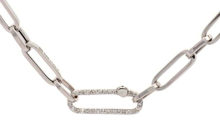 0.10ctw Diamond Paperclip Chain Link Necklace in 14K