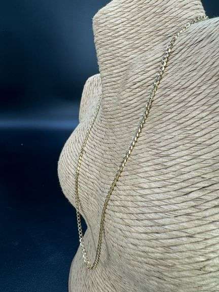 10k Yellow Gold Solid Pave Curb Link Chain 3.2mm Necklace 18"