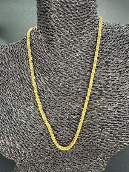 10k Yellow Gold-Hollow Round Braided Wheat Spiga Link Chain 3.9mm Necklace 20"