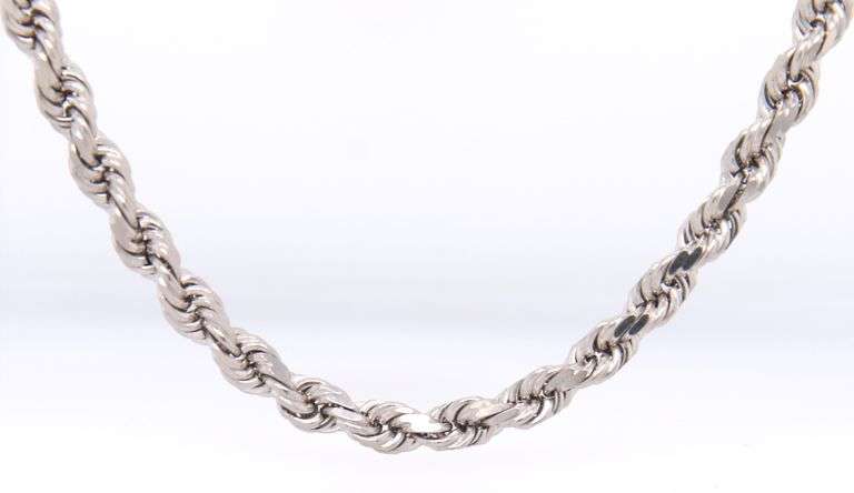 Rope chain necklace in 14kt white gold