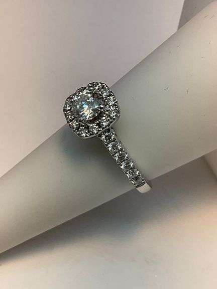 CERTIFIED 14K WHITE GOLD AND DIAMOND RING HALO SETTING