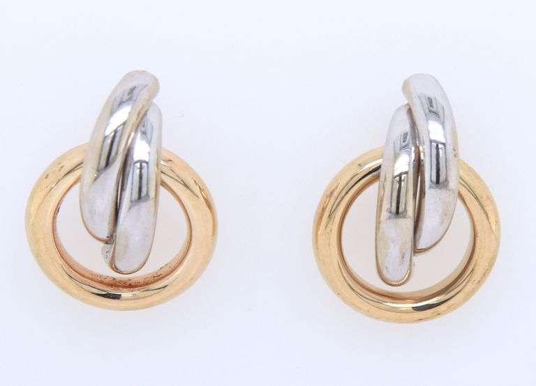 14kt Yellow and white gold loop earrings