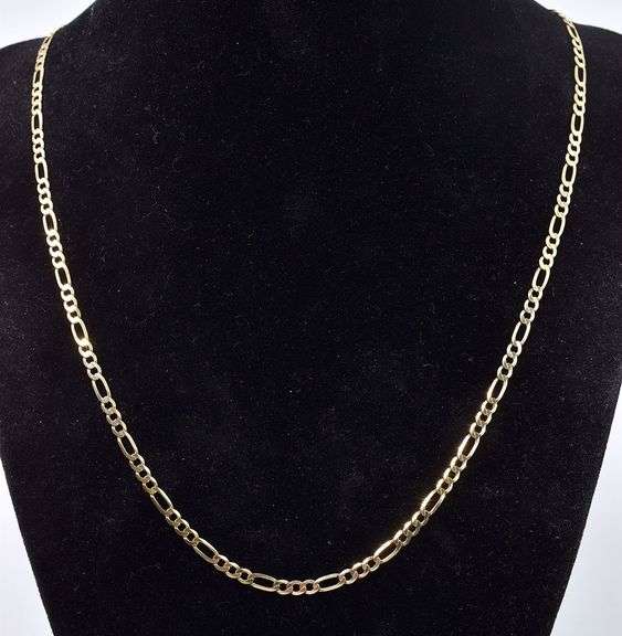 Handsome 14K Yellow Gold Figaro Chain Necklace