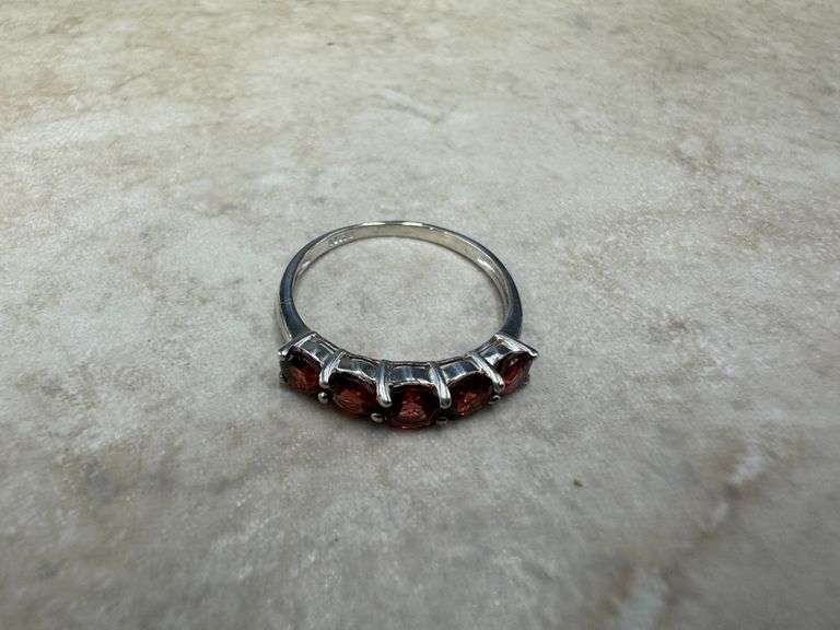 Sterling Silver Gemstone Natural Garnet Ring Size 7