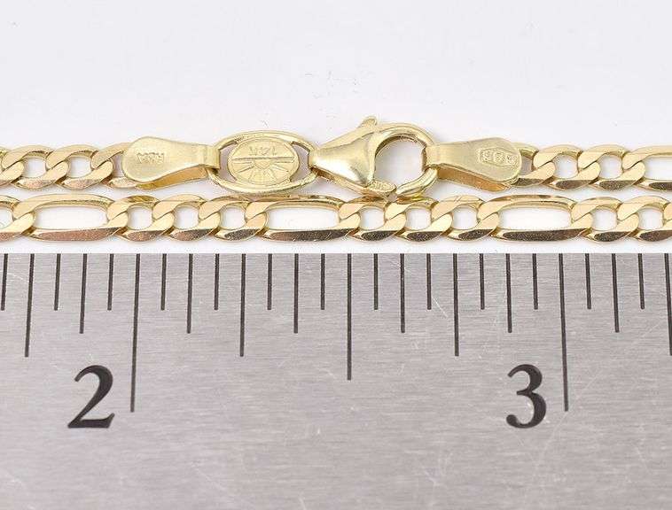 Handsome 14K Yellow Gold Figaro Chain Necklace