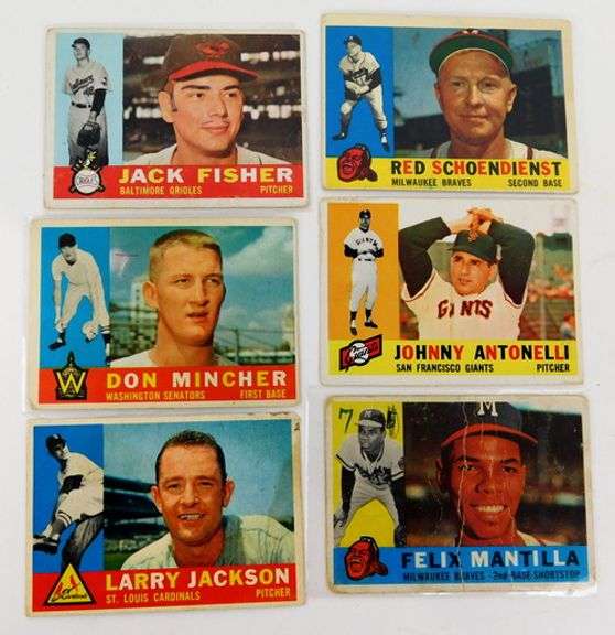 6 Topps 1960 Baseball Cards