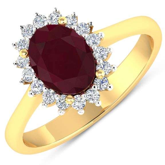 14KT Yellow Gold 2.30ct Ruby and Diamond Ring