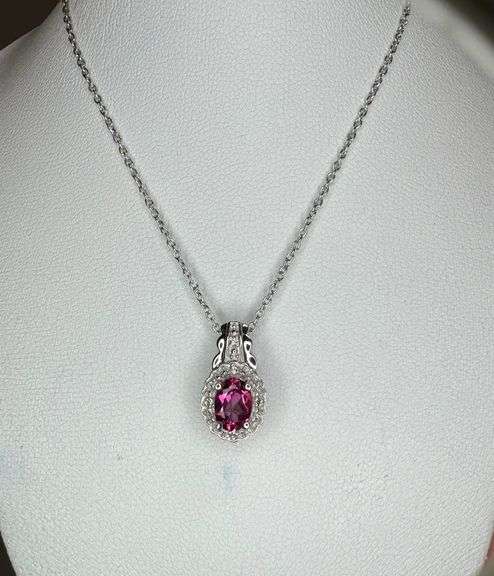 Brilliant Dazzling 1.25 Ct Natural Pink Red Topaz Pendant Necklace